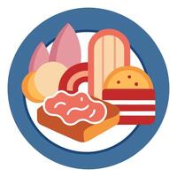 A plate of food with bacon. lard. and meat. Raw pork fresh concept. A plate of food with meat. bacon vector