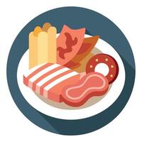 A plate of food with bacon. lard. and meat. Raw pork fresh concept. A plate of food with meat. bacon vector