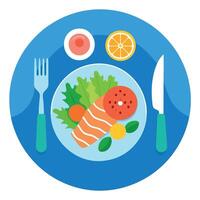 Intermittent fasting low carb hight fats diet concept flat lay. healthy food salmon fish. bacon meat vector