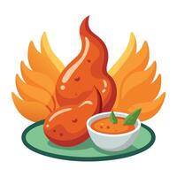 Grilled wings with sauce vector