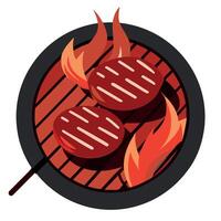 Beef steaks on the grill vector