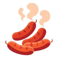 Grilled sausages smoke. vector