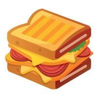 Grilled cheese sandwich with cheddar. caramelized onions. and crispy bacon vector