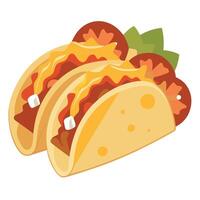 Breakfast tacos with hashbrowns. scrambled eggs and bacon topped with cheese . vector