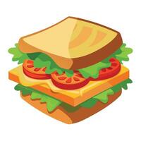 Delicious Sandwich with Crisp Bacon. Fresh Lettuce. and Tomato on Rustic Bread vector