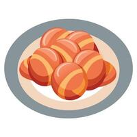 Delicious Plate of Bacon Wrapped Scallops Isolated on. Transparent Background vector