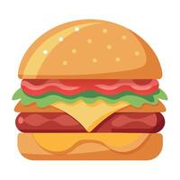 Filtered image of an unhealthy beef burger with bacon and cheese in soft focus vector