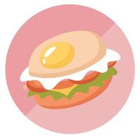 Delicious Breakfast Sandwich with Egg and Bacon with Pastel blurred Background vector