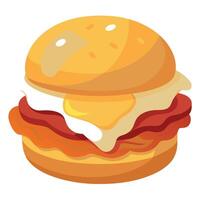 Biscuit sandwich with bacon. egg and cheese isolated on a white background vector
