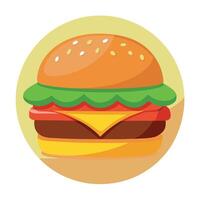 Cheeseburger with beef. lettuce. tomato. cheese. cucumber with blur background vector