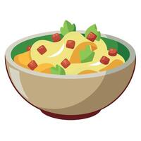 A savory potato salad with vinegar dressing. often featuring bacon or pickles. vector