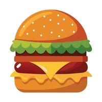 A rustic hamburger featuring a succulent beef cutlet topped with melted cheese vector
