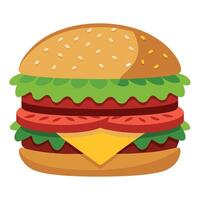 Big sandwich - hamburger burger with beef. cheese. tomato and fried bacon vector
