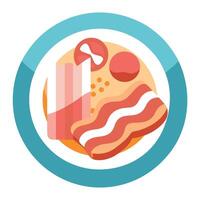 A plate of food with bacon. lard. and meat. Raw pork fresh concept. A plate of food with meat. bacon vector