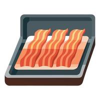 Crispy bacon strips bake evenly on a parchment lined tray inside an oven showcasing a clean and effi vector