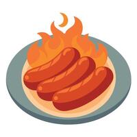 Plate with hot sausages vector