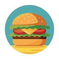 Cheeseburger with beef. lettuce. tomato. cheese with beautiful background vector