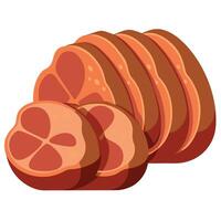 Delicious smoked pork brisket slices arranged neatly on white background vector