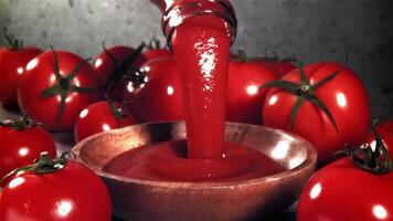 Splashes of tomato sauce. Filmed on a high-speed camera at 1000 fps. High quality FullHD footage video