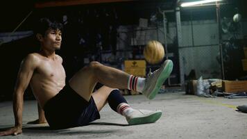 Exercise by playing men's sepak takraw. Training skills in sepak takraw and tekkball. photo