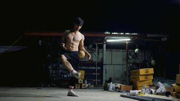 Exercise by playing men's sepak takraw. Training skills in sepak takraw and tekkball. photo