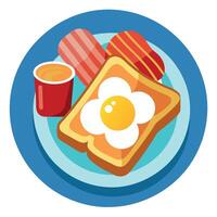 Delicious breakfast consisting of crispy French toast and sizzling bacon on a plate vector