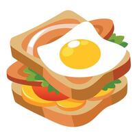 Fresh and healthy toasted sandwich with eggs and bacon. made from fresh ingredients. vector
