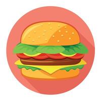 Cheeseburger with beef. lettuce. tomato. cheese. cucumber with beautiful background vector