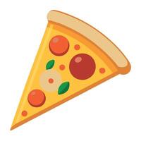 A slice of pizza on a white background. captured from an overhead perspective. vector
