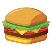 Large sandwich with beef. vegetables and cheese. isolated on transparent background vector