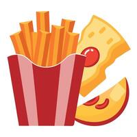 French fries with cheese and bacon isolated on transparent background. file. cut out vector