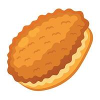 Homemade breaded chicken schnitzel isolated on transparent or white background vector