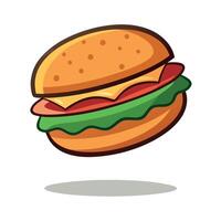 Flying hamburger isolated on transparent background Remove . Clipping Path. pen tool vector