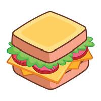 Ham and cheese sandwich isolated on transparent background Remove . Clipping Path vector