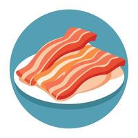 Fresh bacon strips as a rustic appetizer meal on a table with copy space background vector