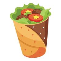 Fresh tasty beef burger wrap with onion. cheese and vegetables. Junk food and fast food concept vector
