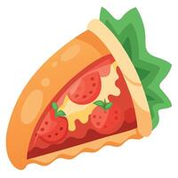 Calzone sliced in half. filled with tomato sauce. mozzarella cheese. and various toppings vector