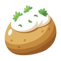 Delicious Baked Potato with Sour Cream and Chives Isolated on a Transparent Background vector