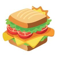 Appetizing BLT Sandwich with Crispy Bacon. Lettuce. Tomato. and Potato Chips on the Side vector