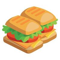 A set of grilled chicken sandwiches with lettuce and mayo isolated on a transparent background vector