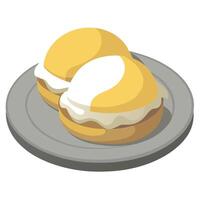 Eggs Benedict on a plate isolated on white transparent background. angle view. ultra realistic. vector