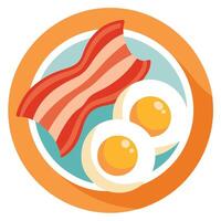 Crispy Fried Eggs with Bacon. Close-up. Food Photography. Plate. Breakfast. eggs. bacon vector