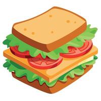 Freshly made blt sandwich with crispy bacon. juicy tomatoes. and fresh lettuce on toasted bread vector