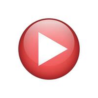 Realistic play red button icon, sign isolated on white background. vector