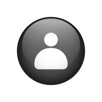 User account realistic button icon, user in circle vector
