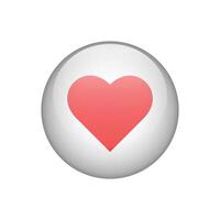 Realistic like love red button icon, sign isolated on white background. vector