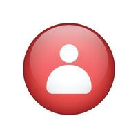User account realistic button icon, user in circle vector