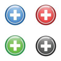Set of plus sign icon isolated on white background. Medical symbol of emergency. vector