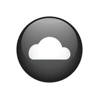 Cloud realistic circle button icon isolated on white background. vector