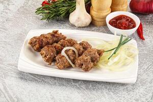 Beef kebab minced meat with onion photo